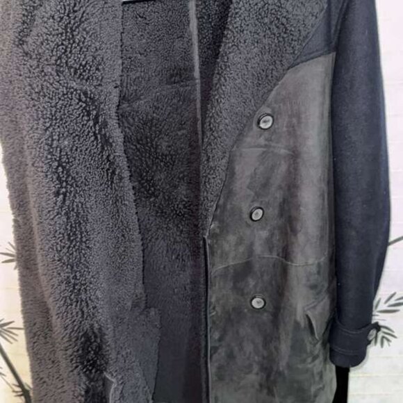 L/XL🔥LANVIN Men Shearling Leather Tall Coat Jacket ITALY Overcoat - Picture 6 of 9